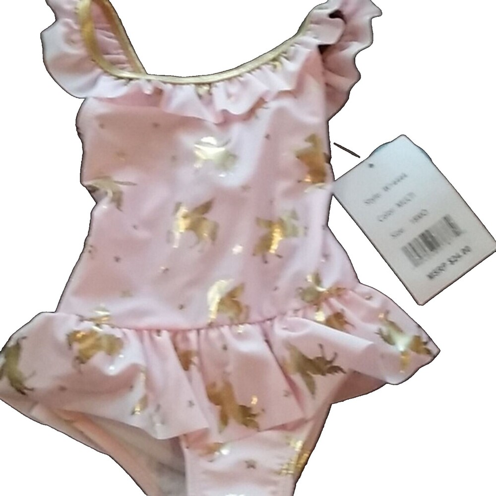 Freestyle Revolution Bathing Suit Bathingsuit Swimwear Gold Unicorns NWT 18M